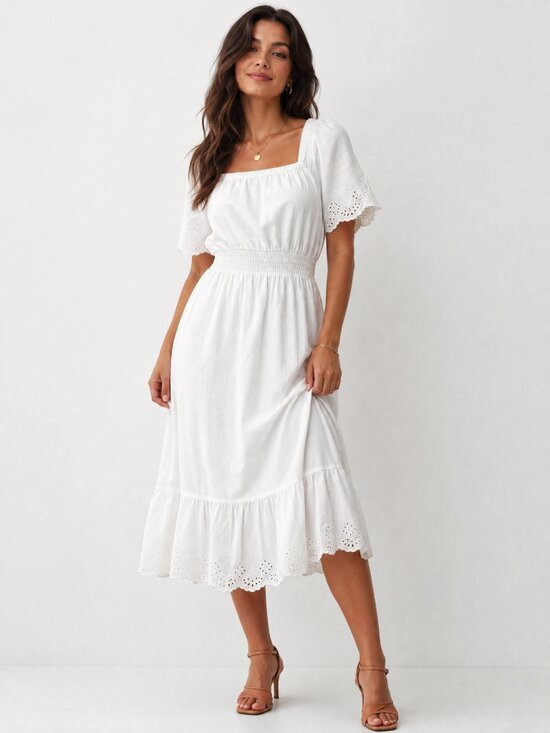 Gymboree Dresses & Skirts - Gymboree White Linen-Cotton Eyelet Dress